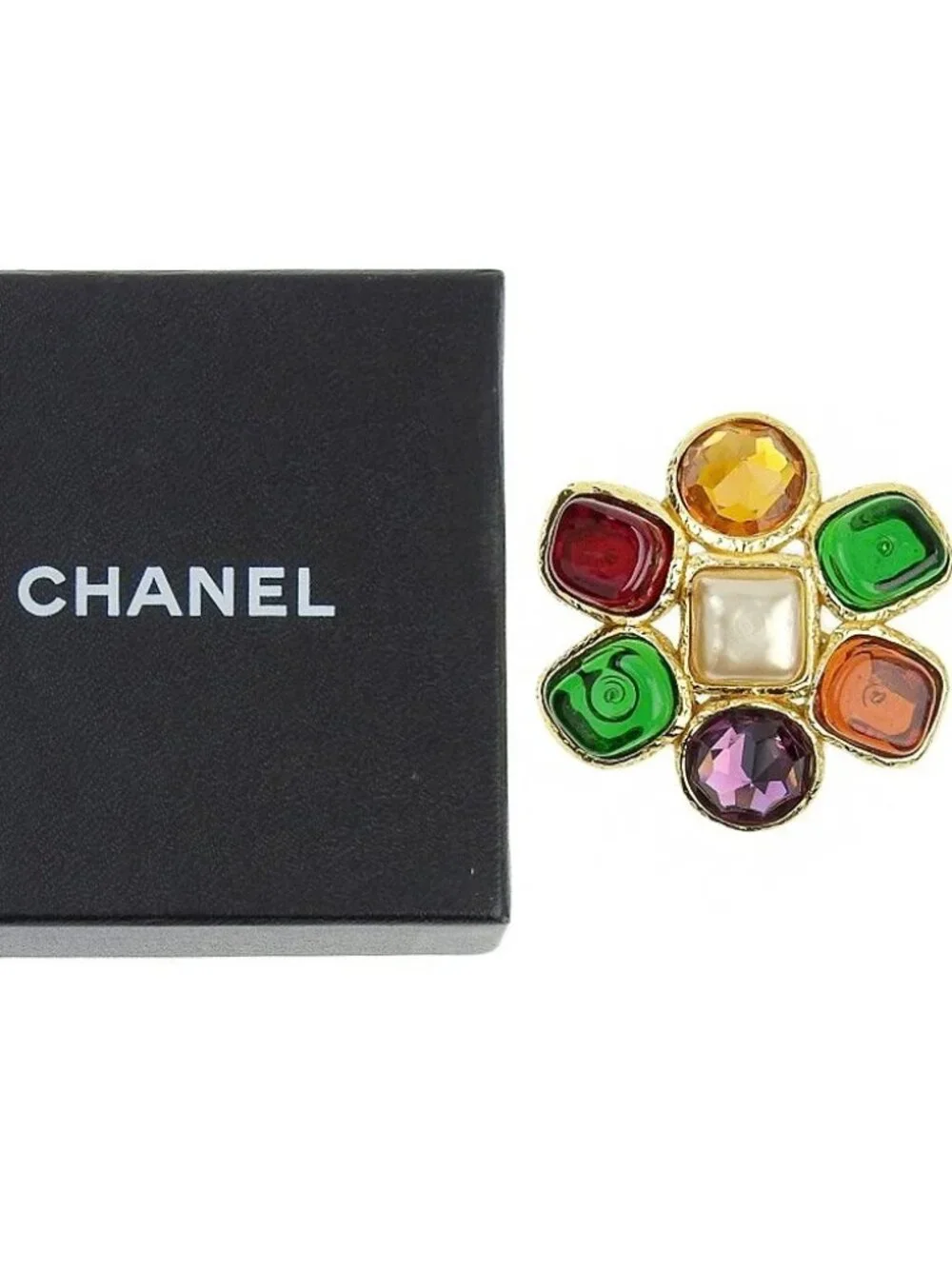CHANEL Gripoa Brooch vintage multicolor Plated Gold 42.2g Women